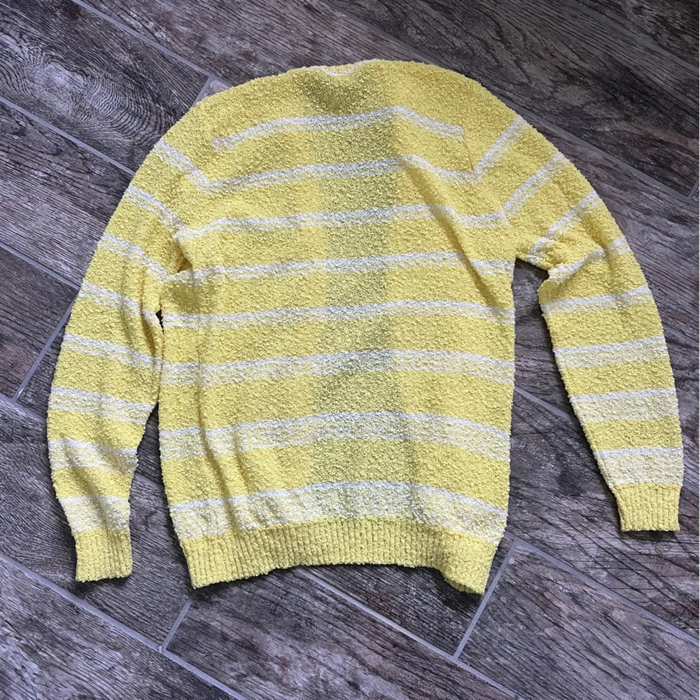 VINTAGE! Givenchy Sport Yellow and White Striped Cardigan, Button Closure, Large - Picture 2 of 6